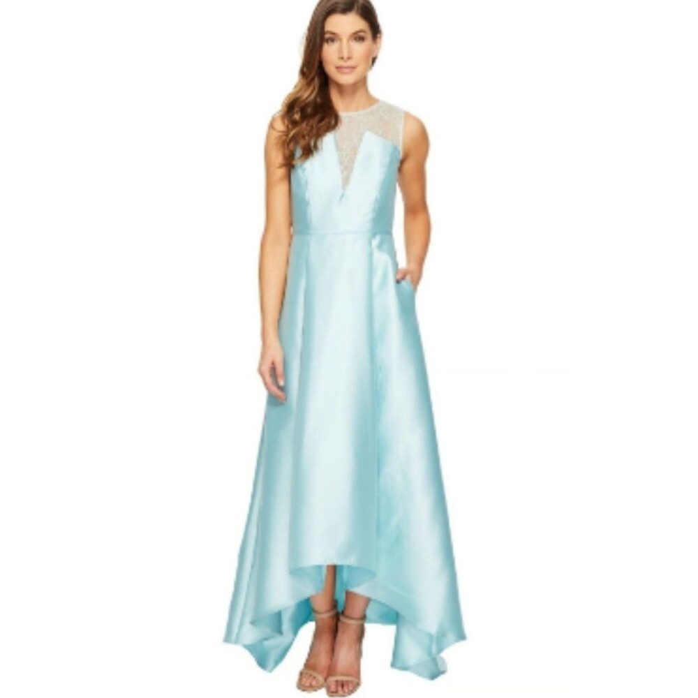Adrianna Papell Elegant Tiffany Blue Sleeveless A-Line Evening Dress Size 2